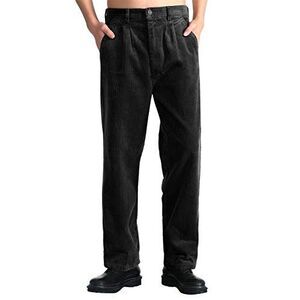 IDEALSANXUN Mens Corduroy Pants Pleated Straight Leg Thick Loose Senior Pants